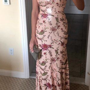 Rachel Zoe Leola Pink Floral Sequin Georgette Gown